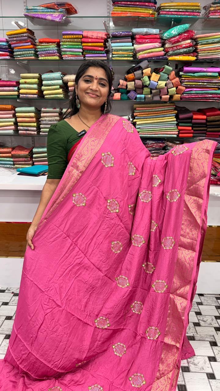 Georgette embroidery work saree