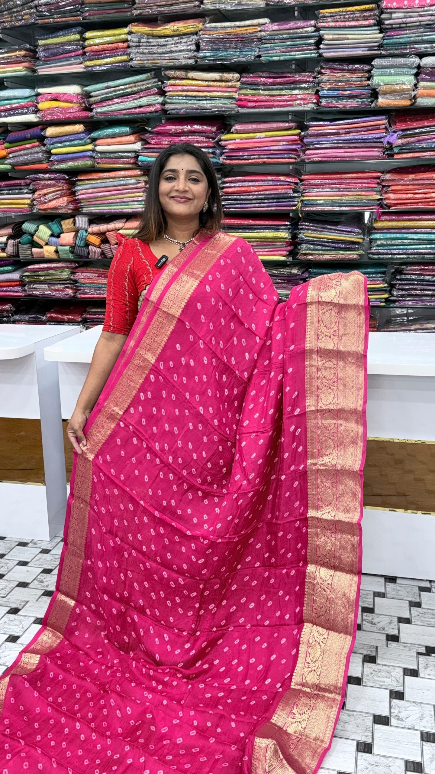 Pure Dola Silk Bandini print Sarees