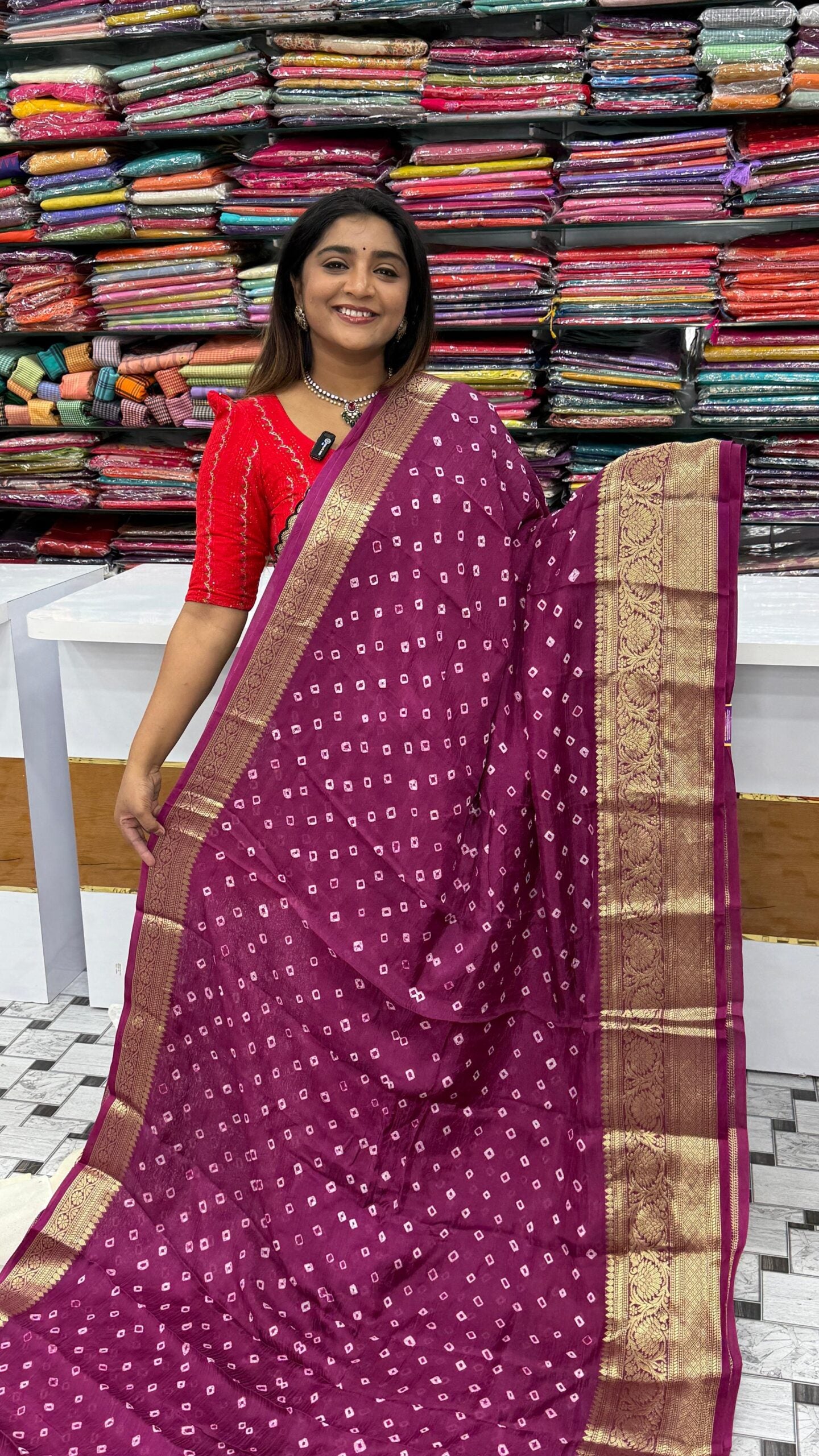 Pure Dola Silk Bandini print Sarees