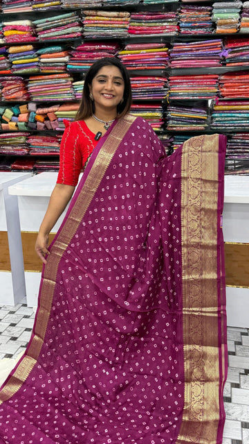 Pure Dola Silk Bandini print Sarees