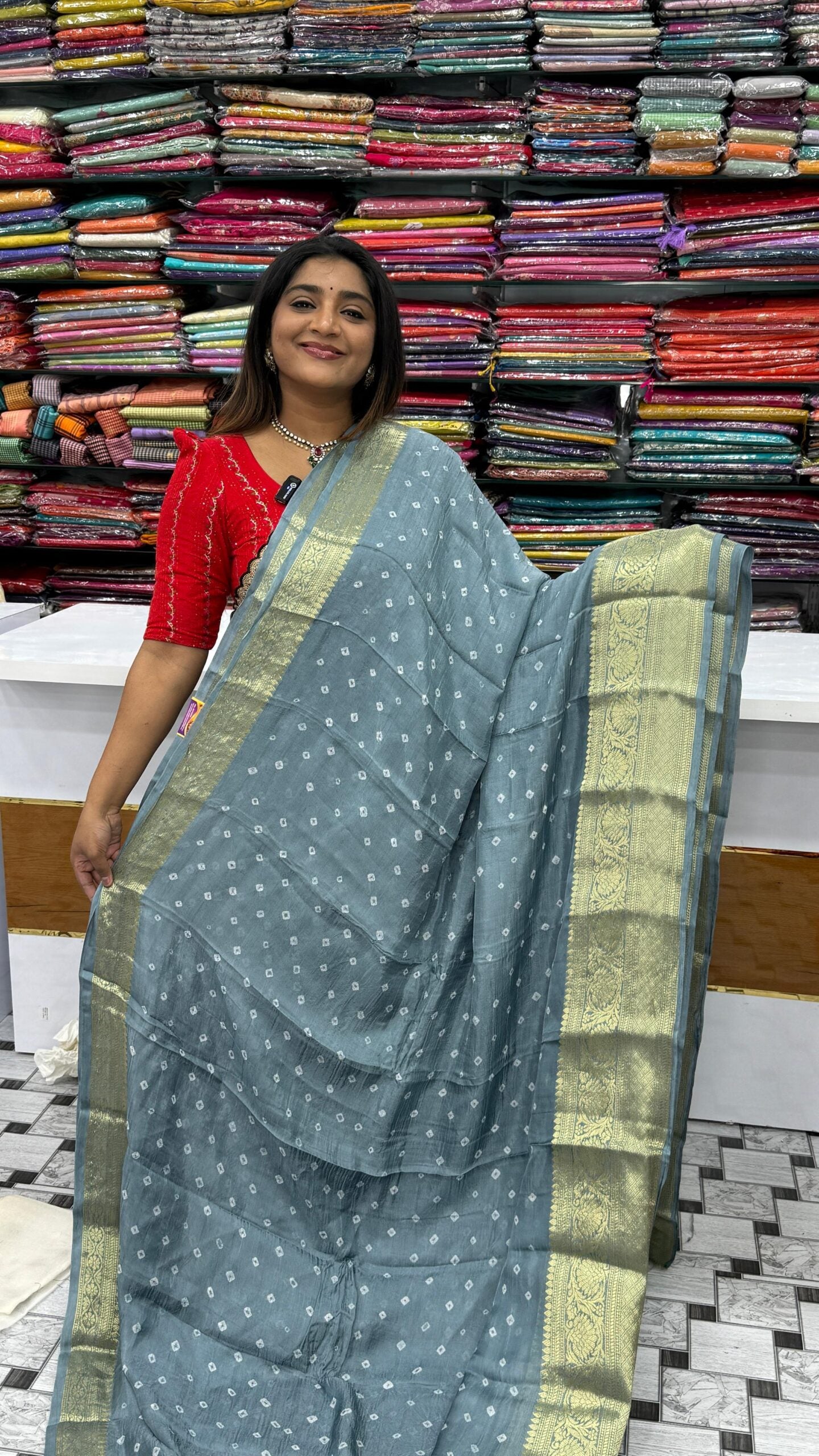 Pure Dola Silk Bandini print Sarees