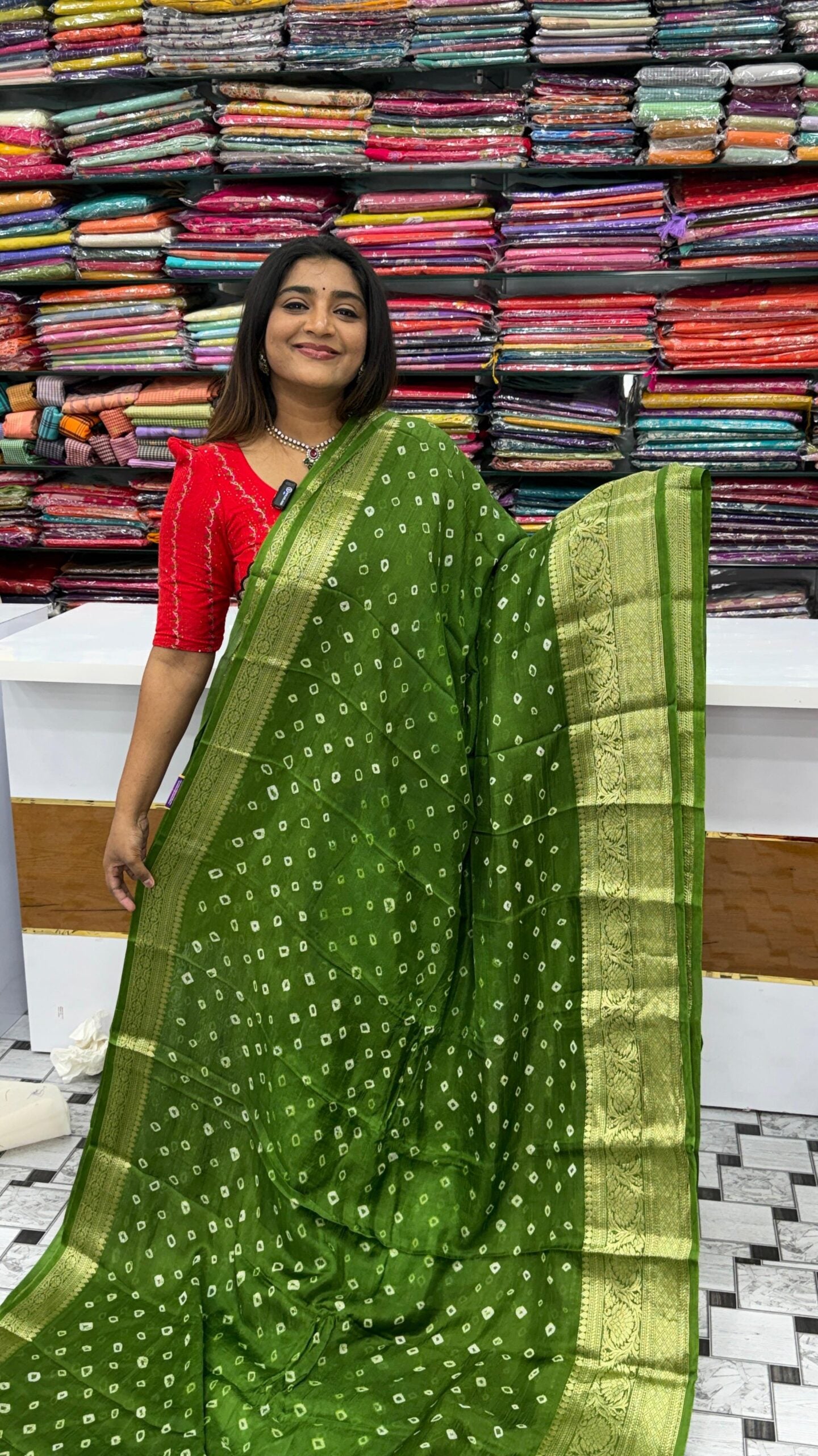 Pure Dola Silk Bandini print Sarees