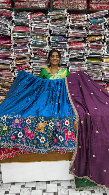 Space Silk semistitched Half Sarees