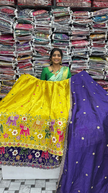 Space Silk semistitched Half Sarees