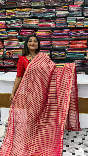 Tissue saree with scallop border saree