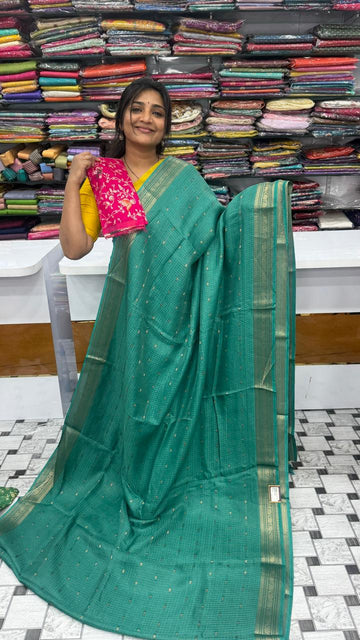 Vintage Check Banarasi Border saree