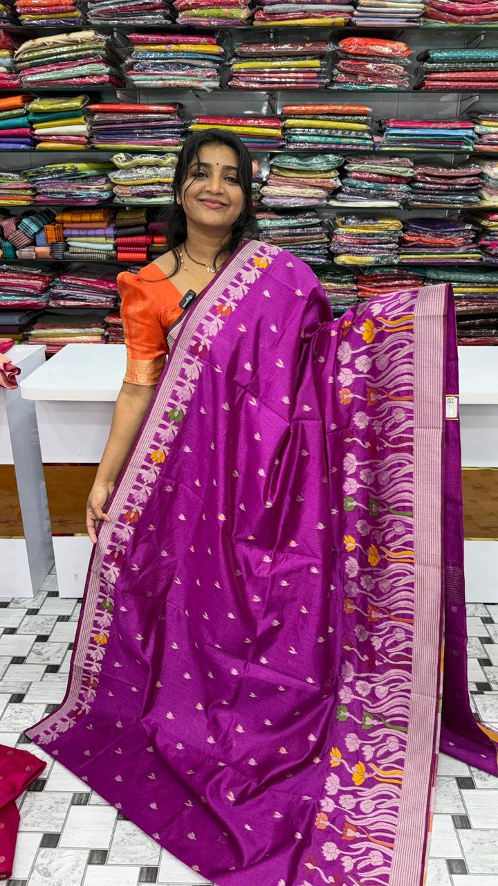 Paper Silk Jamdani work Saree