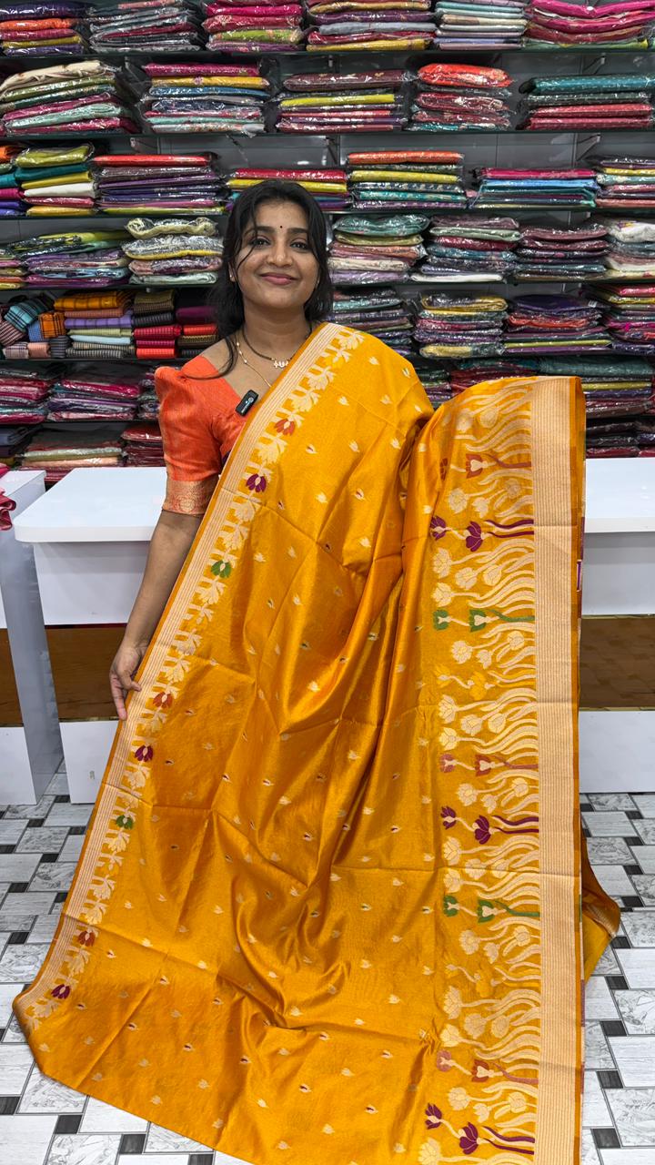 Paper Silk Jamdani work Saree