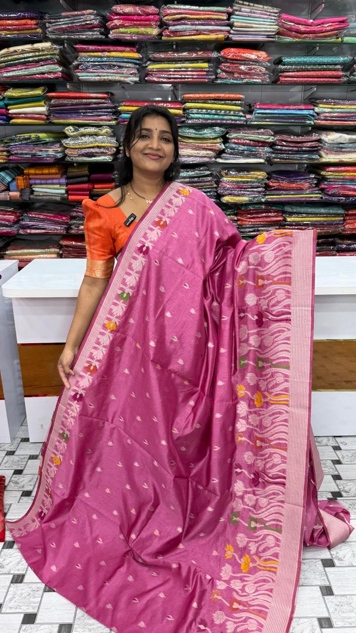 Paper Silk Jamdani work Saree