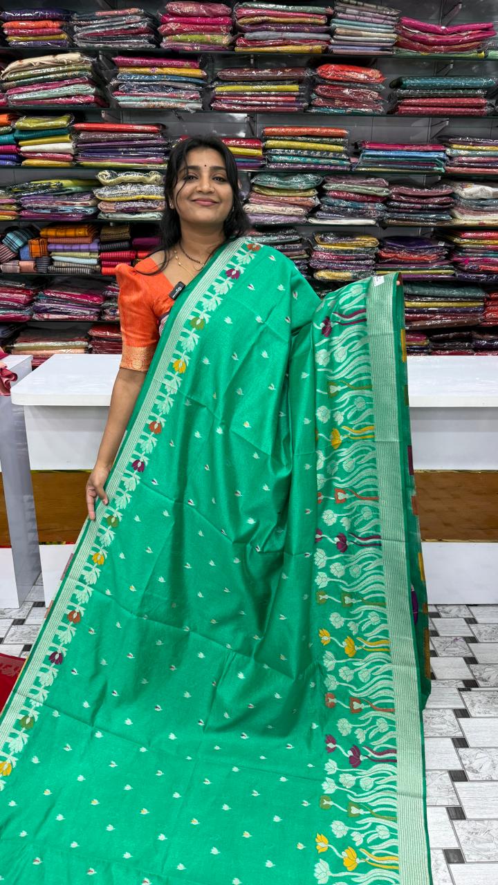 Paper Silk Jamdani work Saree