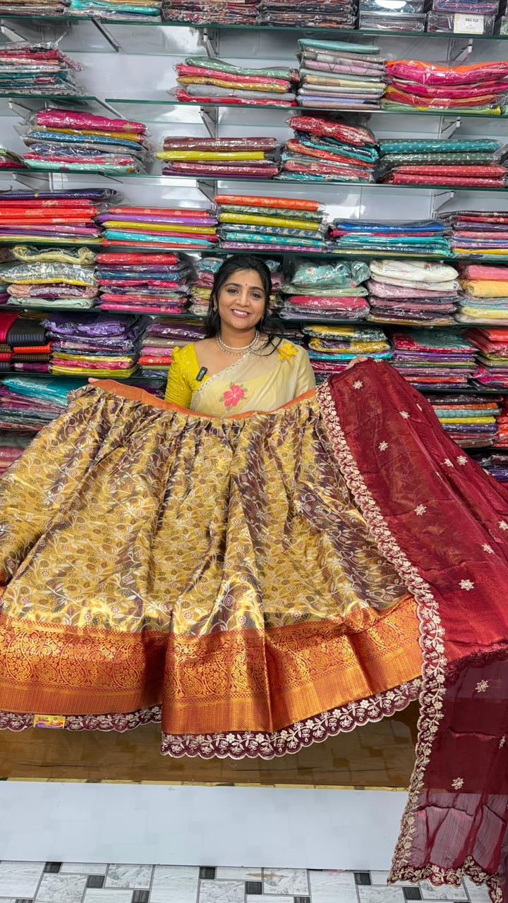 Traditional Semi stitched half Sarees