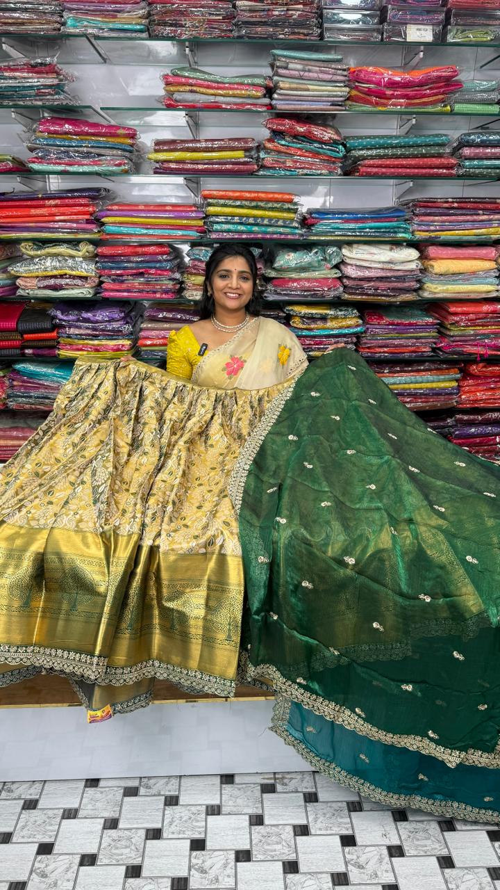 Traditional Semi stitched half Sarees