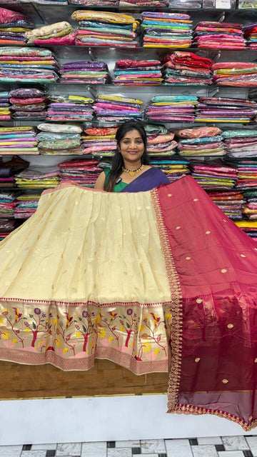 Zari Kota Checks with Paithani Half Saree
