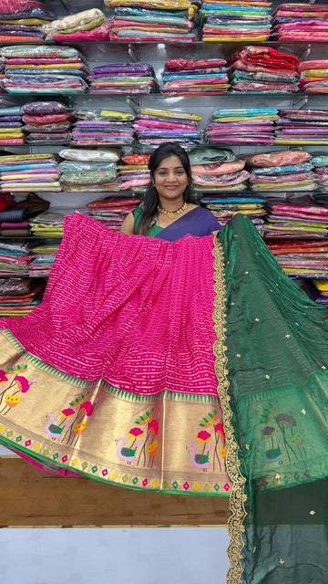 Viscose Georgette Paithani Border Half Saree