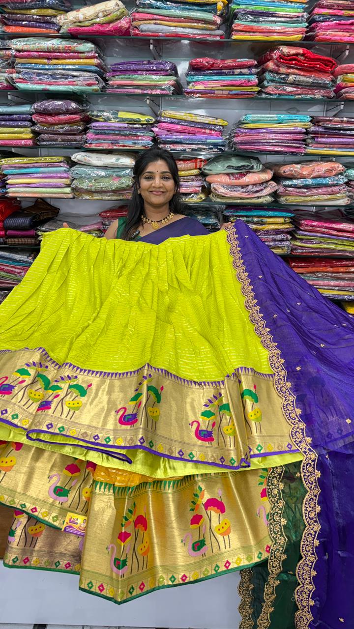 Viscose Georgette Paithani Border Half Saree