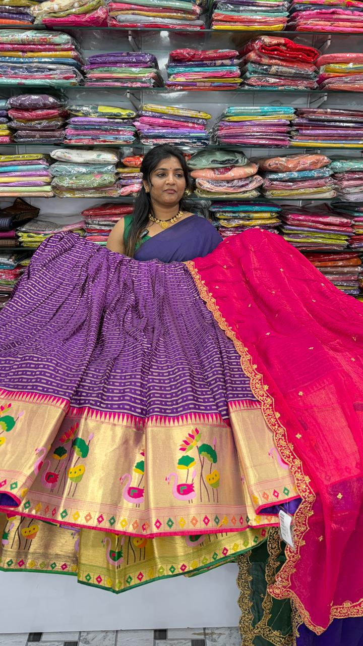 Viscose Georgette Paithani Border Half Saree