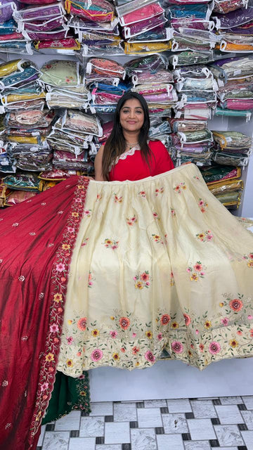 Tissue premium Semi-Stitched Half Saree