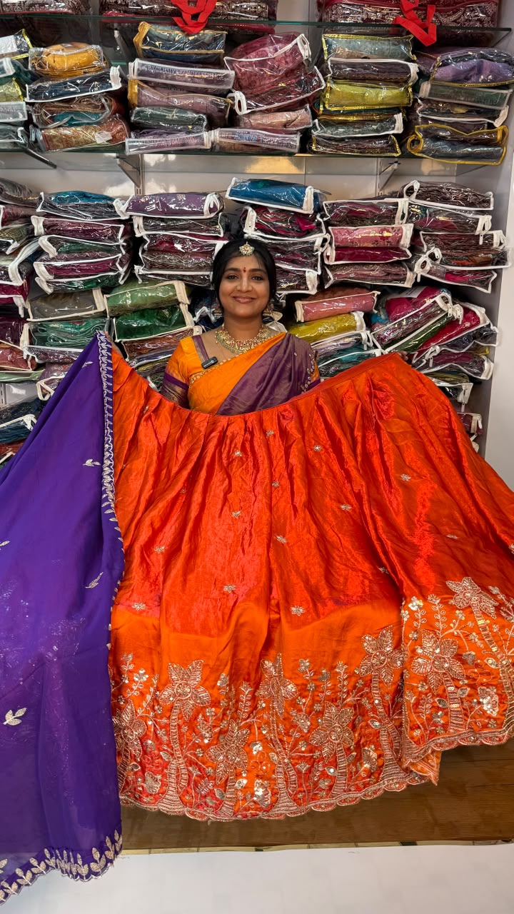 SPACE SILK HALF SAREE