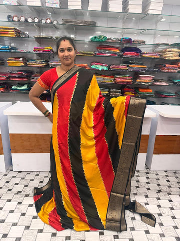 BEAUTIFUL BLACK COLOR LEHRIA DESIGN SAREE