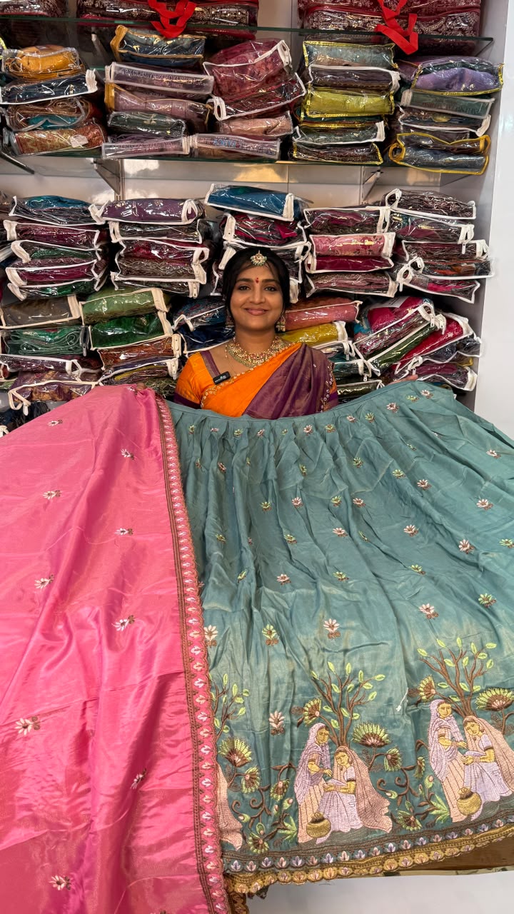 BEAUTIFUL TISSUE DOLL DESIGN HALF SAREE