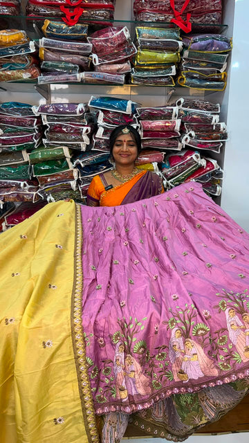 BEAUTIFUL TISSUE PINK COLOUR LEHANGA WITH DOLL DESIGN