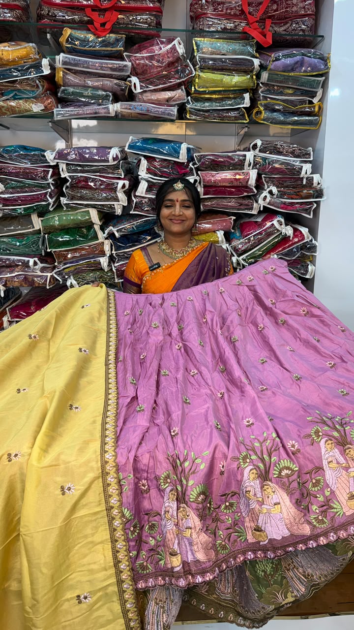BEAUTIFUL TISSUE PINK COLOUR LEHANGA WITH DOLL DESIGN
