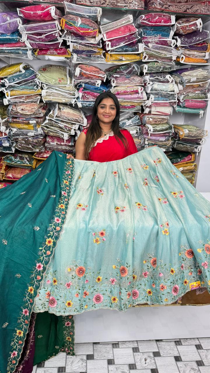 Tissue premium Semi-Stitched Half Saree